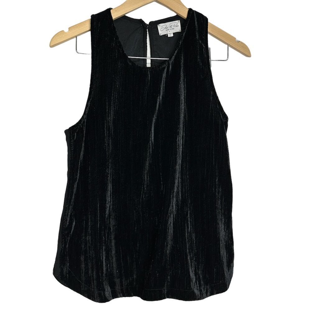 Feel the Peace Velour Terre Jacobs Sleeveless‎ Black Shirt Silk Blend Size M/L